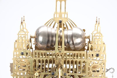 Lot 173 - A RARE AND IMPRESSIVE MID-19TH CENTURY BRASS ST. PAUL'S CATHEDRAL THREE TRAIN QUARTER-STRIKING SKELETON CLOCK ATTRIBUTED TO SMITHS OF CLERKENWELL