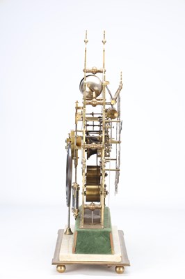 Lot 173 - A RARE AND IMPRESSIVE MID-19TH CENTURY BRASS ST. PAUL'S CATHEDRAL THREE TRAIN QUARTER-STRIKING SKELETON CLOCK ATTRIBUTED TO SMITHS OF CLERKENWELL