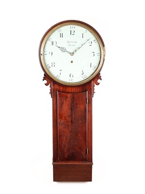 Lot 19 - RICHARD COLE, IPSWICH. A GEORGE III MAHOGANY TRUNK DIAL WALL CLOCK