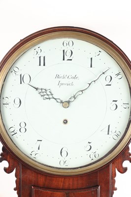 Lot 19 - RICHARD COLE, IPSWICH. A GEORGE III MAHOGANY TRUNK DIAL WALL CLOCK