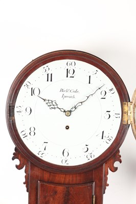 Lot 19 - RICHARD COLE, IPSWICH. A GEORGE III MAHOGANY TRUNK DIAL WALL CLOCK