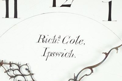 Lot 19 - RICHARD COLE, IPSWICH. A GEORGE III MAHOGANY TRUNK DIAL WALL CLOCK