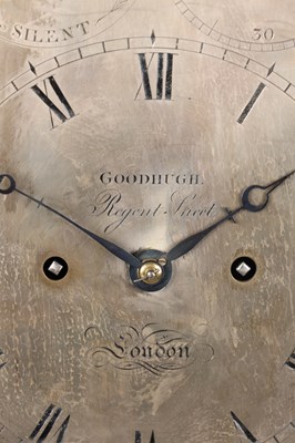 Lot 61 - GOODHUGH, REGENT ST. LONDON. A REGENCY BRASS INLAID ROSEWOOD STRIKING BRACKET CLOCK