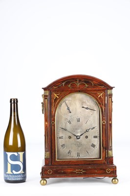 Lot 61 - GOODHUGH, REGENT ST. LONDON. A REGENCY BRASS INLAID ROSEWOOD STRIKING BRACKET CLOCK