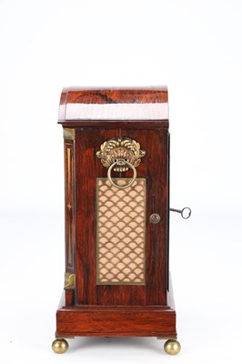 Lot 61 - GOODHUGH, REGENT ST. LONDON. A REGENCY BRASS INLAID ROSEWOOD STRIKING BRACKET CLOCK
