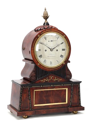 Lot 180 - ALLPORT, BIRMINGHAM A REGENCY FIGURED MAHOGANY AND BRASS INLAID STRIKING BRACKET CLOCK