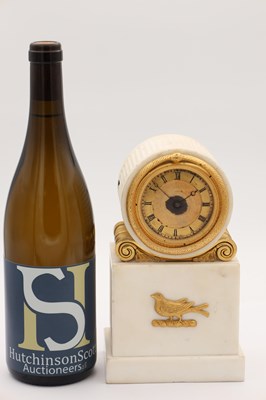 Lot 18 - MARTIN & MORSE, LONDON A REGENCY WHITE MARBLE AND ORMOLU MOUNTED FUSEE MANTEL CLOCK