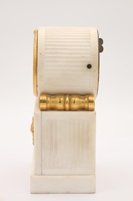 Lot 18 - MARTIN & MORSE, LONDON A REGENCY WHITE MARBLE AND ORMOLU MOUNTED FUSEE MANTEL CLOCK