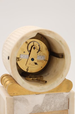 Lot 18 - MARTIN & MORSE, LONDON A REGENCY WHITE MARBLE AND ORMOLU MOUNTED FUSEE MANTEL CLOCK