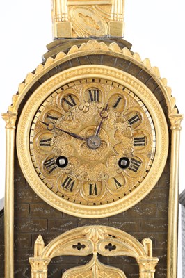 Lot 31 - A MID 19TH CENTURY FRENCH BRONZE AND ORMOLU AUTOMATON MANTEL CLOCK