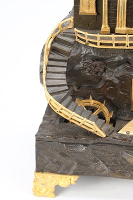 Lot 31 - A MID 19TH CENTURY FRENCH BRONZE AND ORMOLU AUTOMATON MANTEL CLOCK
