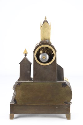 Lot 31 - A MID 19TH CENTURY FRENCH BRONZE AND ORMOLU AUTOMATON MANTEL CLOCK
