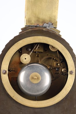 Lot 31 - A MID 19TH CENTURY FRENCH BRONZE AND ORMOLU AUTOMATON MANTEL CLOCK