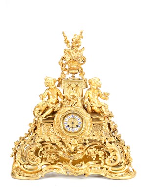 Lot 59 - BARRARD & VIGNON, PARIS. A LARGE LATE 19TH CENTURY FRENCH ORMOLU FIGURAL MANTEL CLOCK