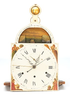 Lot 41 - A FINE AND RARE GEORGE III MAHOGANY MUSICAL AUTOMATON YEAR CALENDAR LONGCASE CLOCK WITH SPHERICAL MOON OF NELSON INTEREST