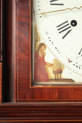 Lot 41 - A FINE AND RARE GEORGE III MAHOGANY MUSICAL AUTOMATON YEAR CALENDAR LONGCASE CLOCK WITH SPHERICAL MOON OF NELSON INTEREST