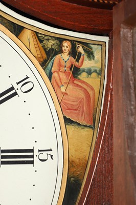Lot 32 - JOHN DOBBIE, CALTON, GLASGOW. A RARE GEORGE III SHIELD-SHAPED PAINTED DIAL INLAID MAHOGANY EIGHT-DAY LONGCASE CLOCK