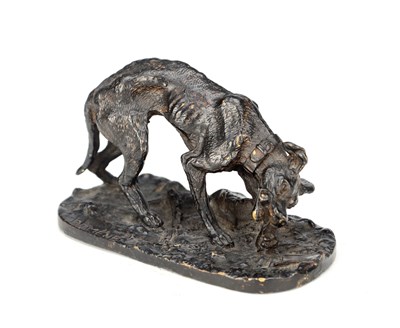 Lot A SMALL 19TH CENTURY AFTER P J MENE BRONZE OF A SKINNY DOG