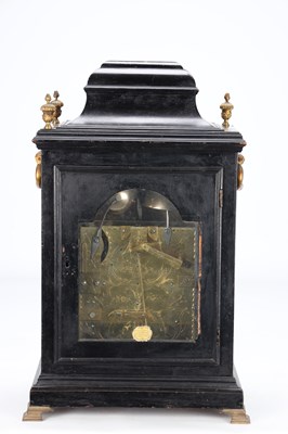 Lot 148 - RALPH GOUT, LONDON. A GEORGE III INVERTED BELL TOP EBONISED MUSICAL EIGHT-DAY BRACKET CLOCK