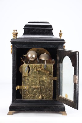 Lot 148 - RALPH GOUT, LONDON. A GEORGE III INVERTED BELL TOP EBONISED MUSICAL EIGHT-DAY BRACKET CLOCK