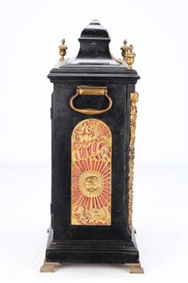 Lot 148 - RALPH GOUT, LONDON. A GEORGE III INVERTED BELL TOP EBONISED MUSICAL EIGHT-DAY BRACKET CLOCK
