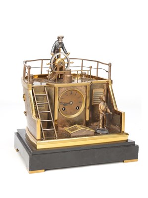 Lot 29 - GUILMET, PARIS. A LATE 19TH CENTURY FRENCH INDUSTRIAL AUTOMATON "HELMSMAN" TABLE CLOCK