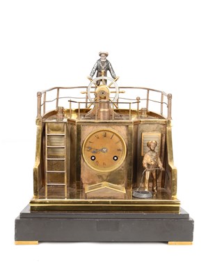 Lot 29 - GUILMET, PARIS. A LATE 19TH CENTURY FRENCH INDUSTRIAL AUTOMATON "HELMSMAN" TABLE CLOCK