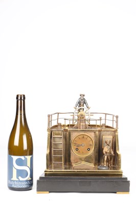 Lot 29 - GUILMET, PARIS. A LATE 19TH CENTURY FRENCH INDUSTRIAL AUTOMATON "HELMSMAN" TABLE CLOCK