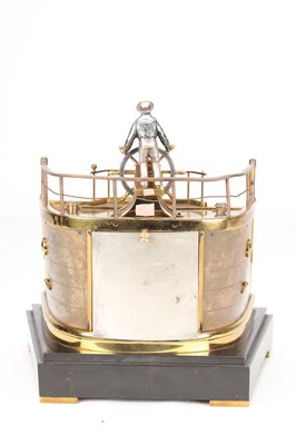 Lot 29 - GUILMET, PARIS. A LATE 19TH CENTURY FRENCH INDUSTRIAL AUTOMATON "HELMSMAN" TABLE CLOCK