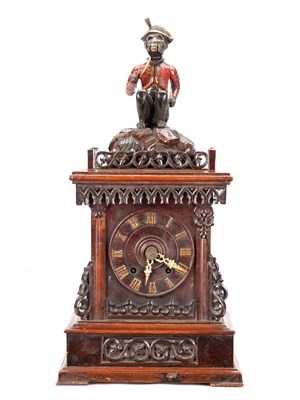 Lot 193 - A RARE LATE 19TH CENTURY GERMAN BLACK FOREST MONKEY AUTOMATON CLOCK