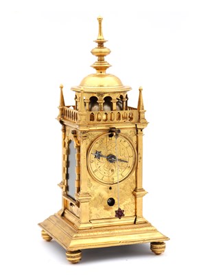 Lot 175 - A MID 17TH CENTURY GERMAN GILT BRASS VERGE TOWER CLOCK