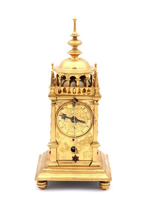 Lot 175 - A MID 17TH CENTURY GERMAN GILT BRASS VERGE TOWER CLOCK