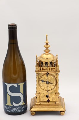 Lot 175 - A MID 17TH CENTURY GERMAN GILT BRASS VERGE TOWER CLOCK