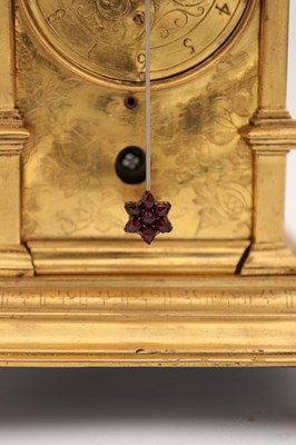 Lot 175 - A MID 17TH CENTURY GERMAN GILT BRASS VERGE TOWER CLOCK