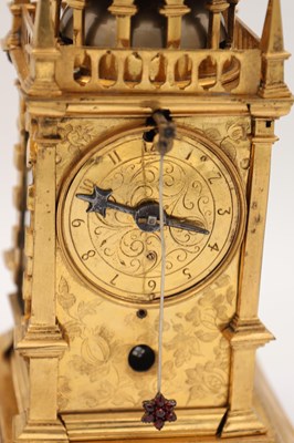 Lot 175 - A MID 17TH CENTURY GERMAN GILT BRASS VERGE TOWER CLOCK