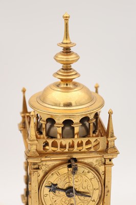 Lot 175 - A MID 17TH CENTURY GERMAN GILT BRASS VERGE TOWER CLOCK