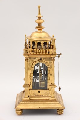 Lot 175 - A MID 17TH CENTURY GERMAN GILT BRASS VERGE TOWER CLOCK