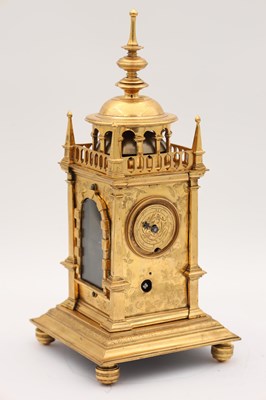 Lot 175 - A MID 17TH CENTURY GERMAN GILT BRASS VERGE TOWER CLOCK