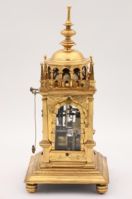 Lot 175 - A MID 17TH CENTURY GERMAN GILT BRASS VERGE TOWER CLOCK