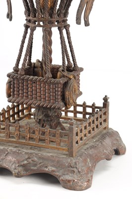 Lot 111 - A LARGE AND RARE LATE 19TH CENTURY FRENCH PATINATED BRONZE BALLOONIST CLOCK
