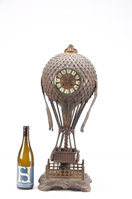Lot 111 - A LARGE AND RARE LATE 19TH CENTURY FRENCH PATINATED BRONZE BALLOONIST CLOCK