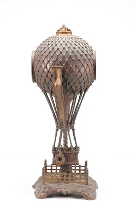 Lot 111 - A LARGE AND RARE LATE 19TH CENTURY FRENCH PATINATED BRONZE BALLOONIST CLOCK