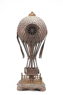 Lot 111 - A LARGE AND RARE LATE 19TH CENTURY FRENCH PATINATED BRONZE BALLOONIST CLOCK