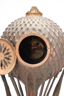 Lot 111 - A LARGE AND RARE LATE 19TH CENTURY FRENCH PATINATED BRONZE BALLOONIST CLOCK