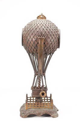 Lot 111 - A LARGE AND RARE LATE 19TH CENTURY FRENCH PATINATED BRONZE BALLOONIST CLOCK