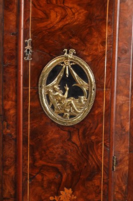 Lot 100 - PIETERK ROESE, AMSTERDAM. AN 18TH CENTURY DUTCH INLAID WALNUT BRASS DIAL EIGHT-DAY MOON ROLLER LONGCASE CLOCK