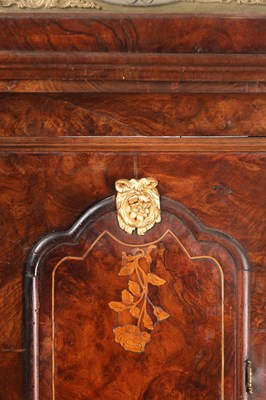 Lot 100 - PIETERK ROESE, AMSTERDAM. AN 18TH CENTURY DUTCH INLAID WALNUT BRASS DIAL EIGHT-DAY MOON ROLLER LONGCASE CLOCK