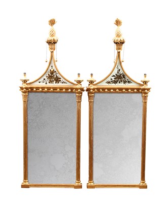 Lot A PAIR OF REGENCY GILTWOOD HANGING MIRRORS