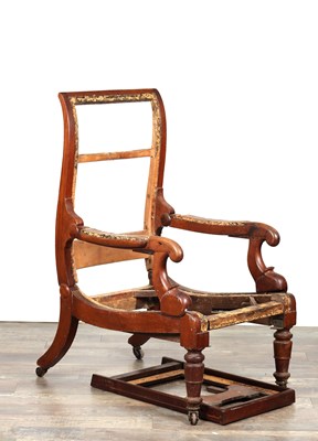 Lot A REGENCY METAMORPHIC ADJUSTABLE MAHOGANY EASY CHAIR BY R. DAW'S