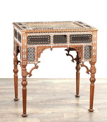 Lot A LATE 19TH CENTURY SYRIAN HARDWOOD AND BONE INLAID BIJOUTERIE TABLE